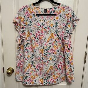 SHEIN Multicolor Floral Ruffle Blouse